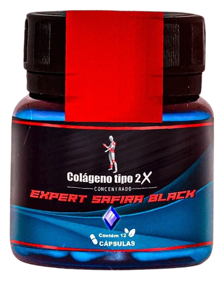 Pote do Expert Safira Black — Colágeno Tipo 2X Concentrado com 12 cápsulas
